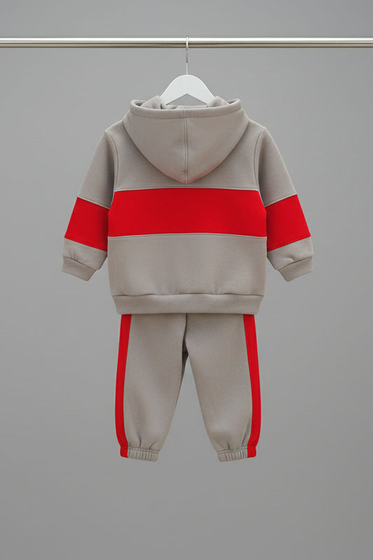 Little Champion's Red & Gray Tracksuit Set