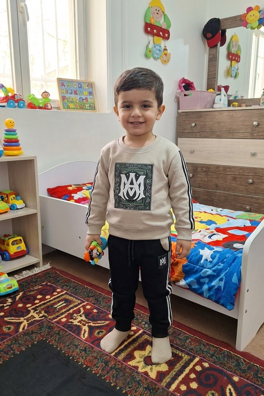 Beige & Black 2 piece Kids track suit