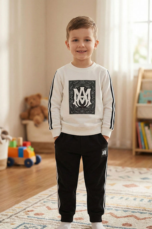 Kids White & Black 2 piece track suit