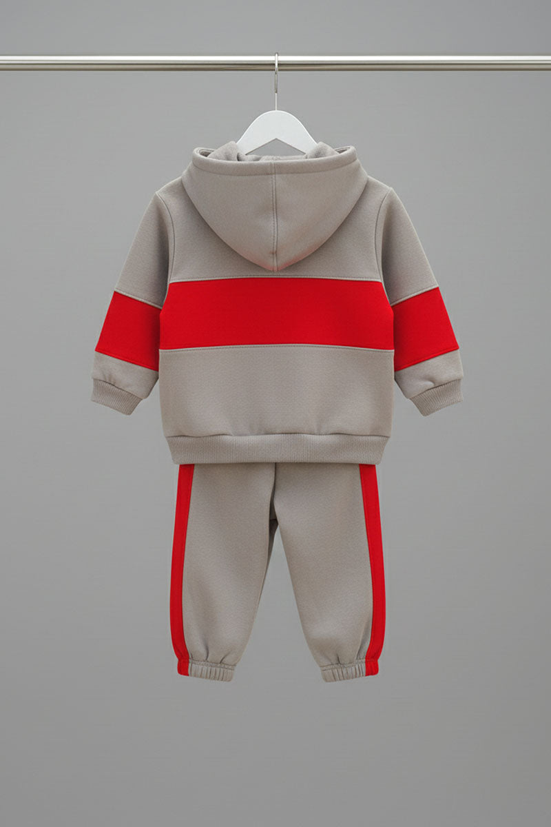 Little Champion's Red & Gray Tracksuit Set