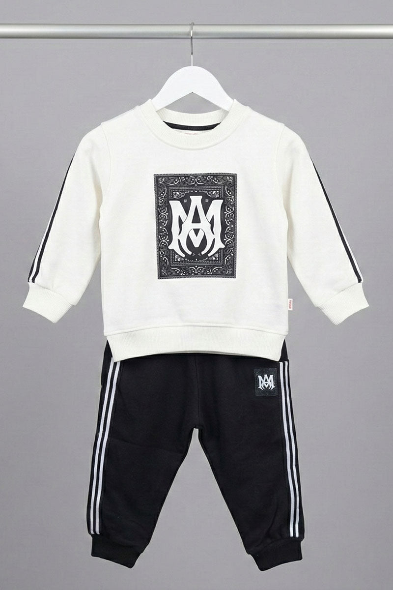 Kids White & Black 2 piece track suit