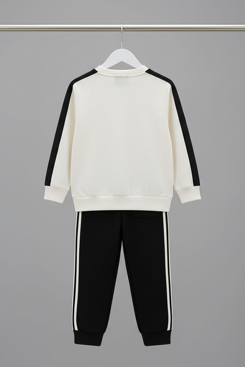 Kids Cream & Black 2 piece track suit